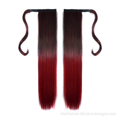 Top Quality Natural Color Chorliss Goddess Long Straight With Wrap Around Japanese Synthetic Fiber High Ponytail Hair Extension